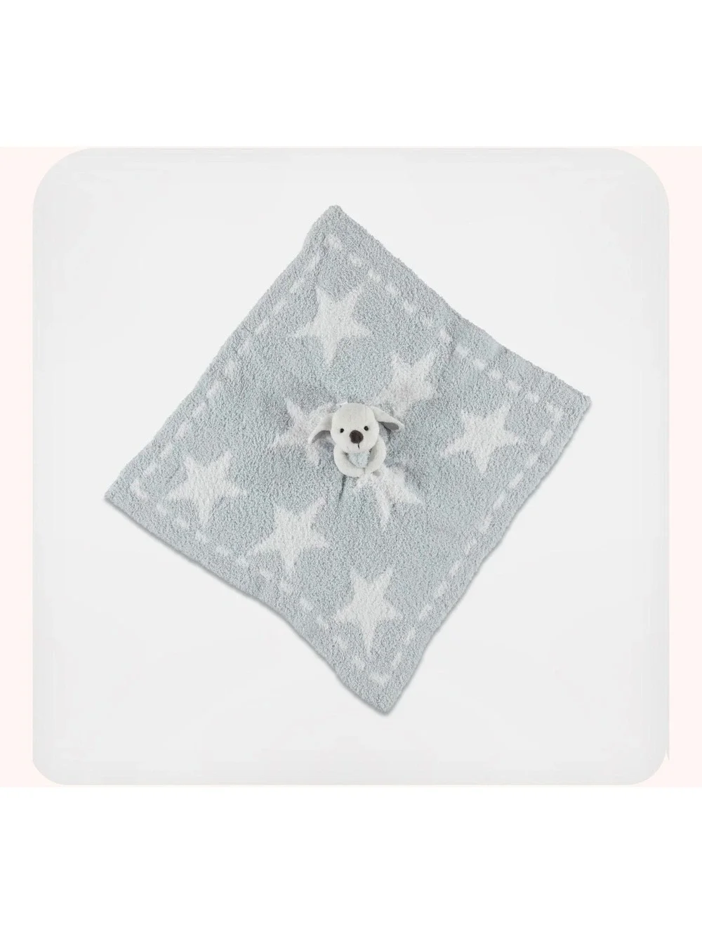 Barefoot Dreams CozyChic Dream Buddie Blanket Aqua Ice White/Stars/Puppy